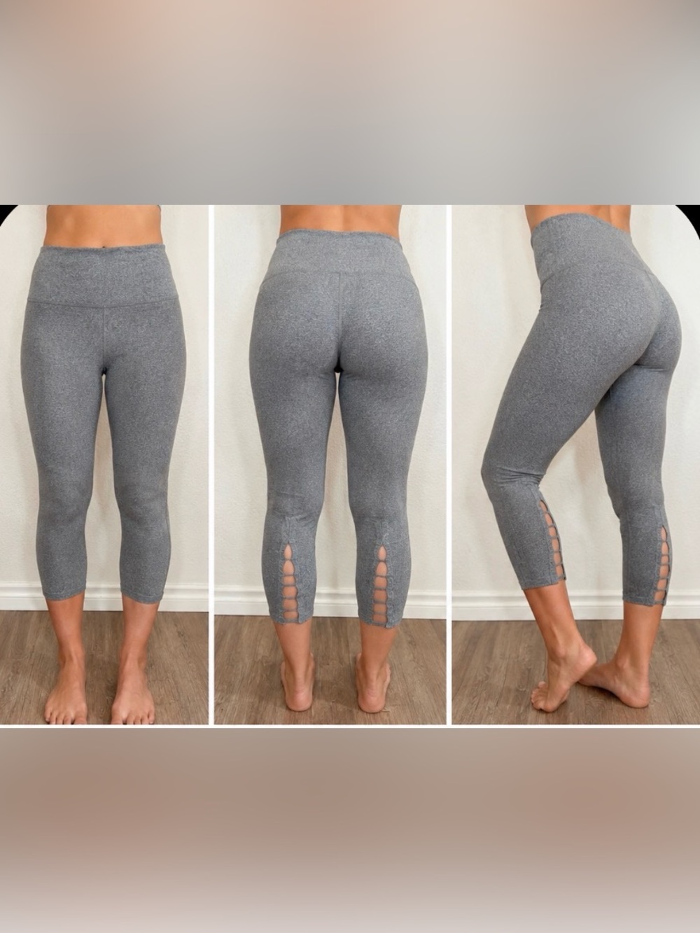 Victoria Sport Gray Cutout Back Capri Leggings XS